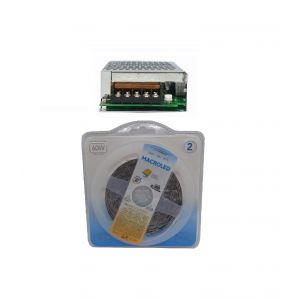 CINTA LED 2835 60W CALIDO 12V + FUENTE DE 12V P / INTERIOR MACROLED