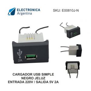 CARGADOR USB JELUZ VERONA 5V 2 AMPER SIMPLE NEGRO - Vista 1