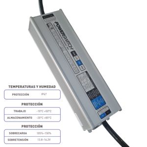 FUENTE LED SWITCHING 24V 6.2A 150W IP67 POWER SWITCH - Vista 3