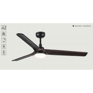 VENTILADOR DE TECHO NEGRO Y MADERA 530B CON LUZ 52” MOTOR DE ALTA EFICIENCIA LEUK - Vista 1