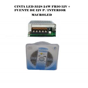 CINTA LED 3528 24W FRIO 12V + FUENTE DE 12V P / INTERIOR MACROLED - Vista 1