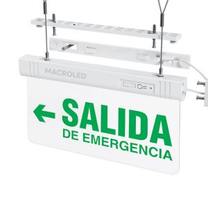 CARTEL DE EMERGENCIA A LA IZQUIERDA LUMINOSO MACROLED - Vista 1