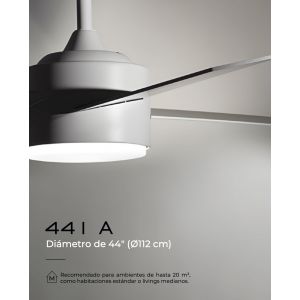 VENTILADOR DE TECHO BLANCO Y MADERA 441A CON LUZ 44” MOTOR DE ALTA EFICIENCIA LEUK - Vista 1