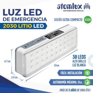 LUZ DE EMERGENCIA 30 LED AUTONOMA (2030LED)  ATOMLUX - Vista 3