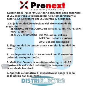 ANEMóMETRO DIGITAL TS-AN816 MIDE TEMPERATURA Y VIENTO PRONEXT - Vista 4