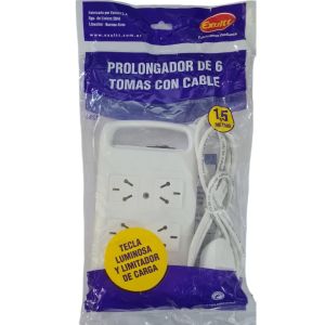 PROLONGADOR ZAPATILLA 6 TOMAS ESPECIAL C/CABLE 1.5 MTS EXULTT - Vista 6