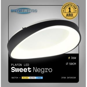 PLAFON LED ACERO NEGRO 36W SWEET DISEÑO MINIMALISTA LEUK - Vista 3
