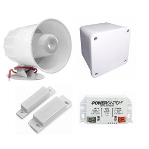 KIT ALARMA C/ SIRENA CON MAGNETICO DE PUERTA COLOR BLANCO