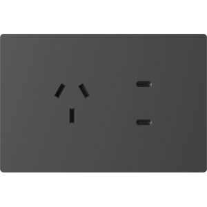 TOMACORRIENTE Y USB-C MILAN GRIS MACROLED, AC 250V, 10A MAX. 2 USB-C DE 20W, BASTIDOR METALICO