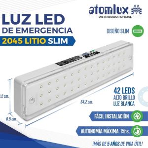 LUZ DE EMERGENCIA 42 LED AUTONOMA (2045 LITIO LED) ATOMLUX - Vista 4