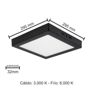 PANEL LED  APLICAR CUADRADO 24W NEGRO MACROLED - Vista 7