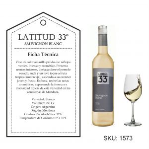 VINO LATITUD 33º SAUVIGNON BLANCO 750 CC - Vista 1