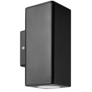 ARTEFACTO DE APLICAR EXTERIOR CUADRADO, COLOR NEGRO, BIDIRECCIONAL, IP54, AC100240V, GU10, 9W MAX