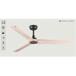 VENTILADOR DE TECHO NEGRO Y MADERA 530C SIN LUZ 52” MOTOR DE ALTA EFICIENCIA LEUK - Vista 1