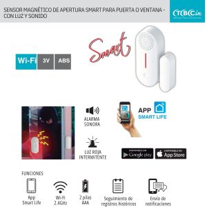 SENSOR SMART MAGNETICO APERTURA PUERTA Y VENTANA C/ LUZ Y SONIDO TBCIN - Vista 2
