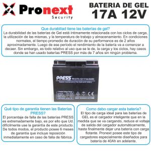 BATERIA DE GEL DE 12V 17 AH PRESS - Vista 2
