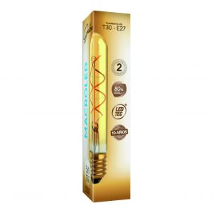 LAMPARA TUBO GOLDEN FILAMENTO LED 2W E27 MACROLED - Vista 1
