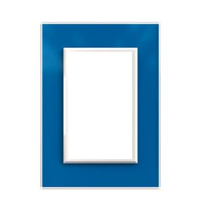 TAPA CRISTAL AZUL CON BASTIDOR Y MARCO BLANCO JELUZ