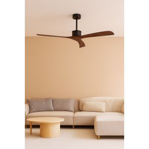 VENTILADOR DE TECHO NEGRO DOHA SIN LUZ CON ASPAS WALNUT SMART WINDSTYLE