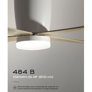 VENTILADOR DE TECHO BLANCO Y MADERA 484B CON LUZ 48” MOTOR DE ALTA EFICIENCIA LEUK