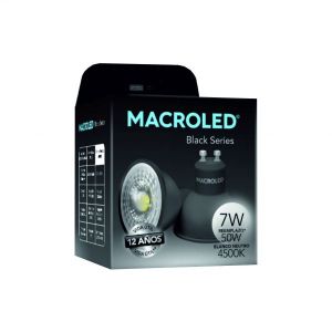 LAMPARA DICROICA NEGRA LED 7W GU10 DE PVC MACROLED - Vista 3