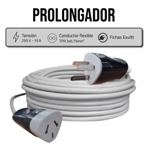 ALARGUE PROLONGADOR BLANCO 3X0.75 MM 5 MTS - Vista 1