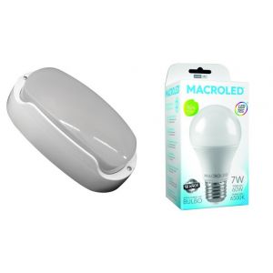 TORTUGA EXTERIOR BLANCO STAR BOX + LAMPARA 7W FRIA E27 MACROLED - Vista 1