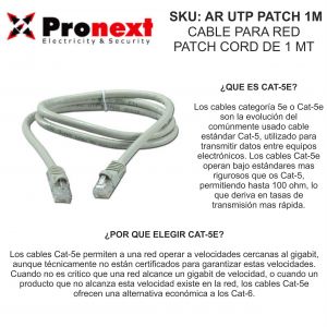 CABLE PARA RED PATCH CORD DE 1 METROS UTP PRONEXT - Vista 2