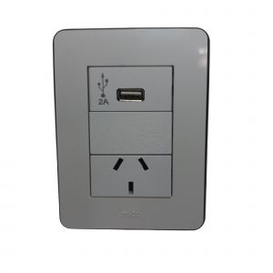 LLAVE TOMA 10A Y USB SIMPLE 2 AMP JELUZ VERONA MITO BL/NG