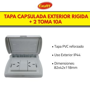 TAPA CAPSULADA EXTERIOR MEMBRANA + 2 TOMA 10A EXULTT URBANA - Vista 3