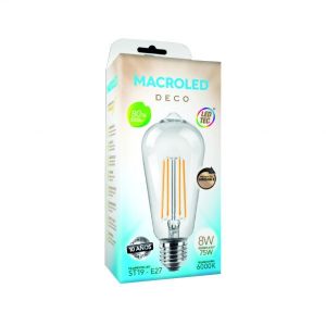 LAMPARA VINTAGE FILAMENTO PERA LED 8W E27 DIMERIZABLE MACROLED - Vista 3