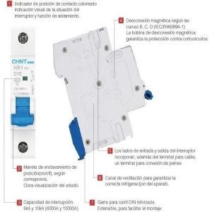 LLAVE TERMICA UNIPOLAR 1X6A 6KA CURVA C CHINT - Vista 6