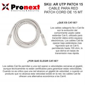 CABLE PARA RED PATCH CORD DE 15 METROS UTP PRONEXT - Vista 2