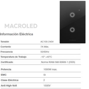TECLA SMART ROMA MACROLED 2 CANALES CON CAPACITOR - Vista 4