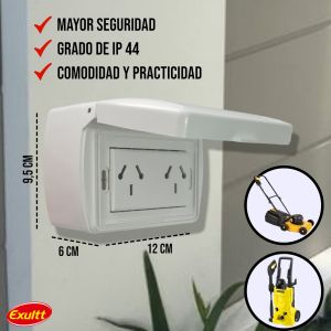 TAPA CAPSULADA EXTERIOR RIGIDA APLICAR + TOMACORRIENTE DOBLE ESPECIAL EXULTT - Vista 4