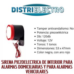 SIRENA PIEZO ELECTRICA DE INTERIOR 12V PRONEXT - Vista 2