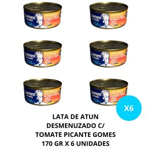 LATA DE ATUN DESMENUZADO C/ TOMATE PICANTE GOMES 170 GR X 6 UNIDADES - Vista 1