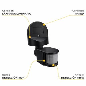 REFLECTOR CON SENSOR DE MOVIMIENTO 100W LED 3 FUNCIONES IP65 NEGRO BLANCO FRíO  - Vista 2
