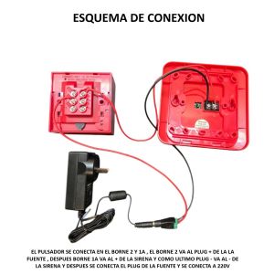 ALARMA EVACUACIÓN INCENDIO CON SIRENA STROBE Y PULSADOR - Vista 1