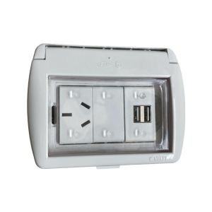 TAPA CAPSULADA EXTERIOR MEMBRANA + 1 USB DOBLE + 1 TOMA 10A EXULTT