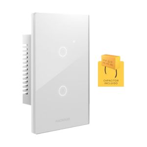 LLAVE LUZ PARED INTERRUPTOR WIFI TOUCH SMART 2 CANAL C/ CAPACITOR 7A MACROLED ROMA - Vista 1