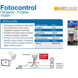 FOTOCONTROL 3 CABLES 1500 W LIGHT HOUSE - Vista 2