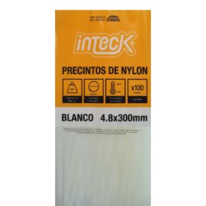 PRECINTO DE NYLON 4.8MM X300MM - BLANCO X 100 UNIDADES INTECK - Vista 1