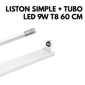 LISTON SIMPLE + 1 TUBO NANO 9 W 60 CM CALIDO  - Vista 1