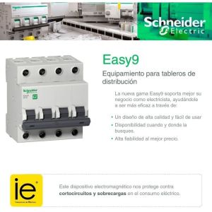INTERRUPTOR TERMOMAGNETICO 4X10 SCHNEIDER - 4.5KA CURVA C E9 - Vista 1