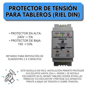 PROTECTOR DE ALTA Y BAJA TENSION PARA RIEL DIN 25A - Vista 2