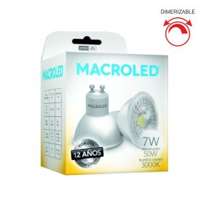 LAMPARA DICROICA LED 7W GU10 DE PVC DIMERIZABLE MACROLED - Vista 1