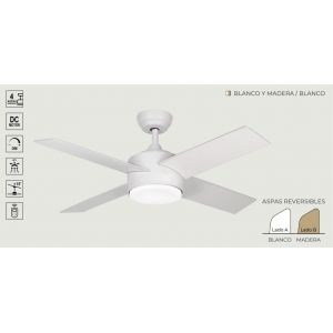 VENTILADOR DE TECHO BLANCO Y MADERA 441A CON LUZ 44” MOTOR DE ALTA EFICIENCIA LEUK - Vista 2