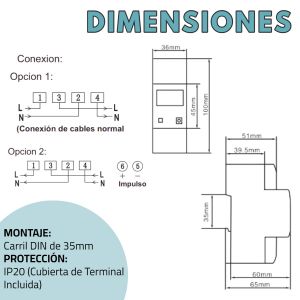 MEDIDOR MONOFASICO DE 65A - CON RESET PRONEXT - Vista 3
