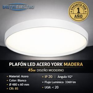 PLAFON LED ACERO YORK BLANCO 45W DISEñO MODERNO - Vista 3